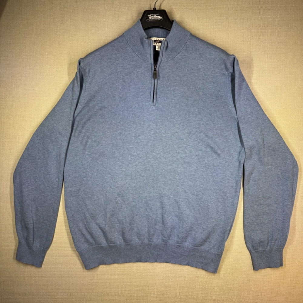 Joseph Abboud Mens 100% Pima Cotton Quarter Zip Sweater Modern Fit Blue Size XL